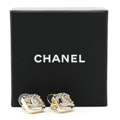 Chanel Crystal Square CC Earrings Gold 5 of 5
