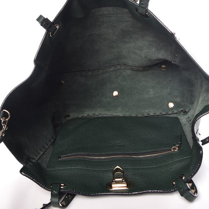 Valentino Garavani Pebbled Calfskin Medium Rockstud Tote Dark Green 6 of 13