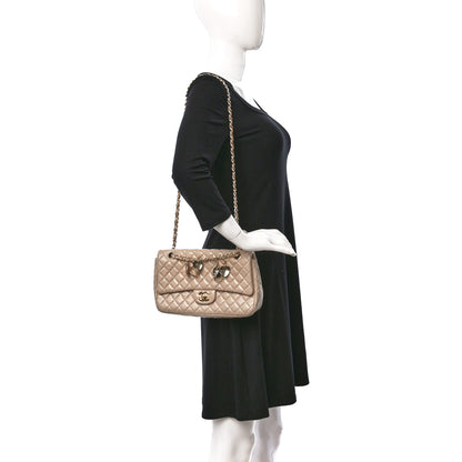 Chanel Lambskin Quilted Valentine Charms Medium Single Flap Beige 2 of 13