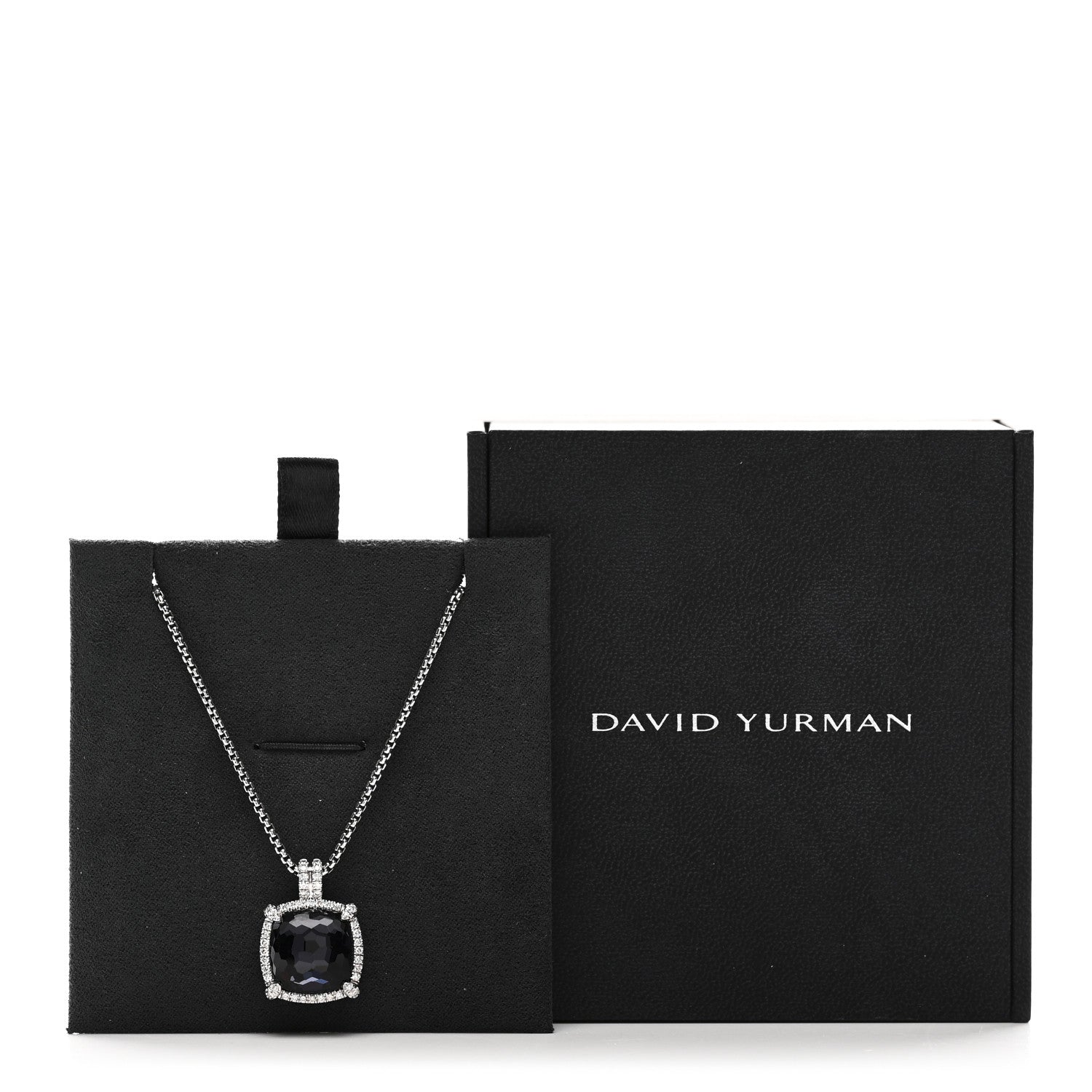 David Yurman Sterling Silver Diamond Black Orchid 14mm Chatelaine Pave Bezel Pendant Necklace 6 of 6