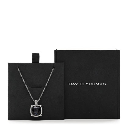 David Yurman Sterling Silver Diamond Black Orchid 14mm Chatelaine Pave Bezel Pendant Necklace 6 of 6