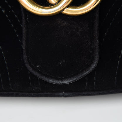 Gucci Velvet Matelasse Mini GG Marmont Shoulder Bag Black 12 of 21