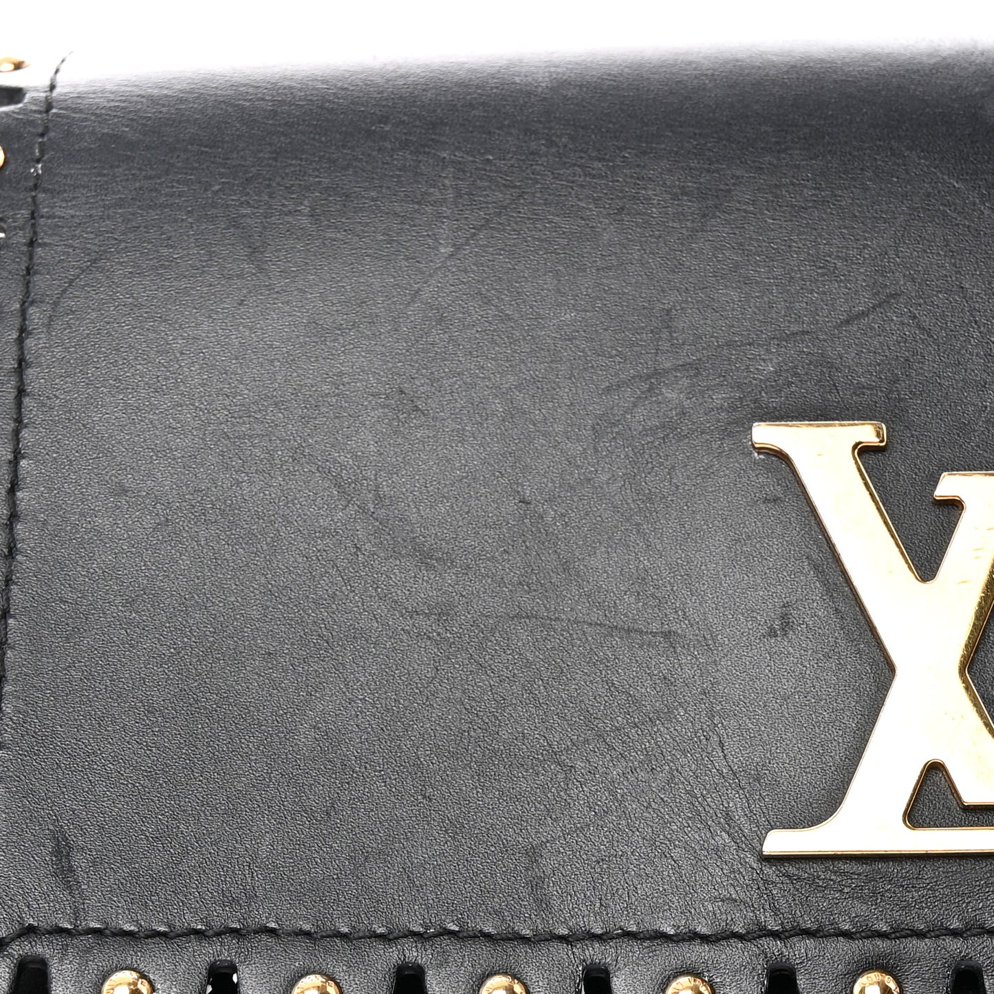 Calfskin Studded Chain Louise Gris Black