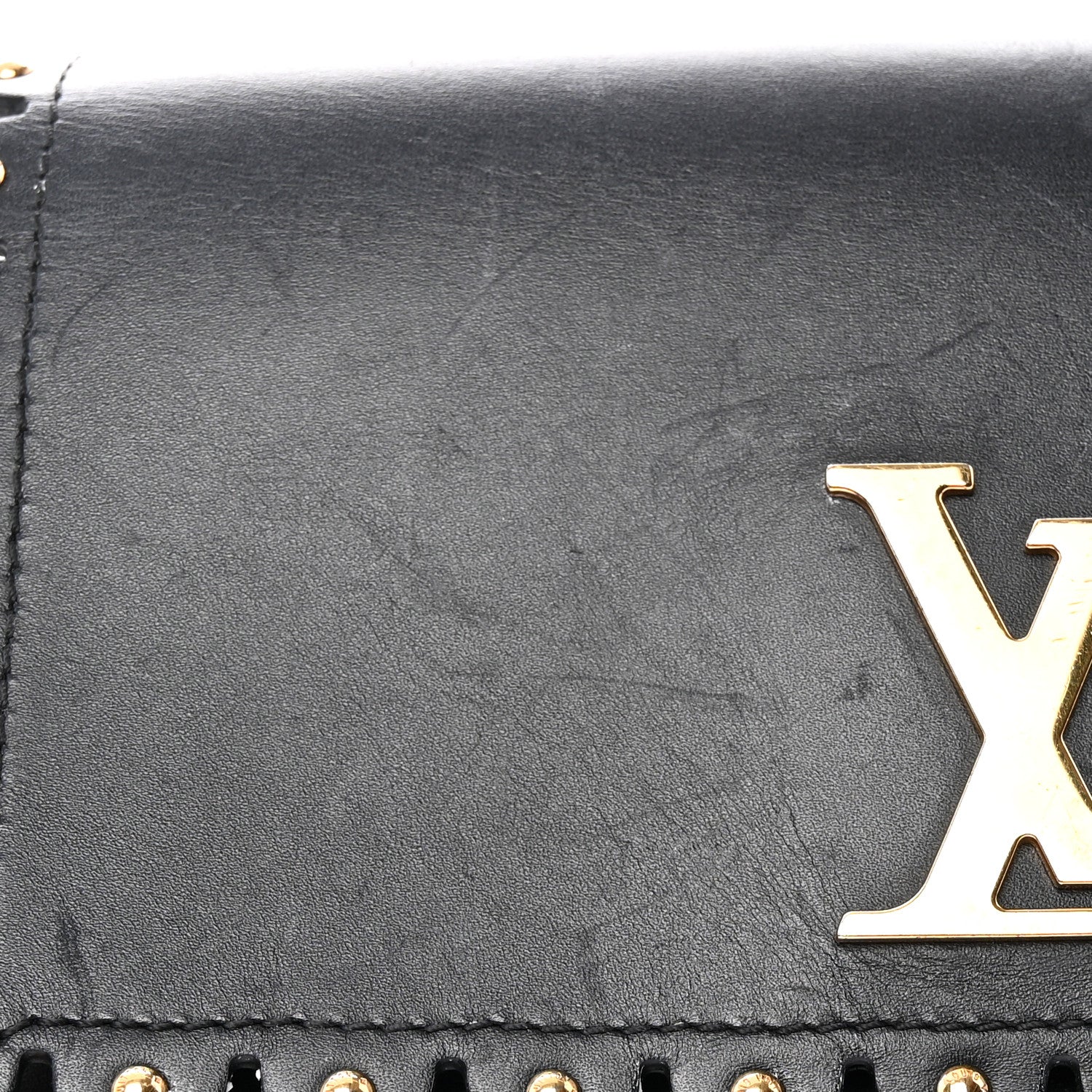 Louis Vuitton Calfskin Studded Chain Louise Gris Black 9 of 13