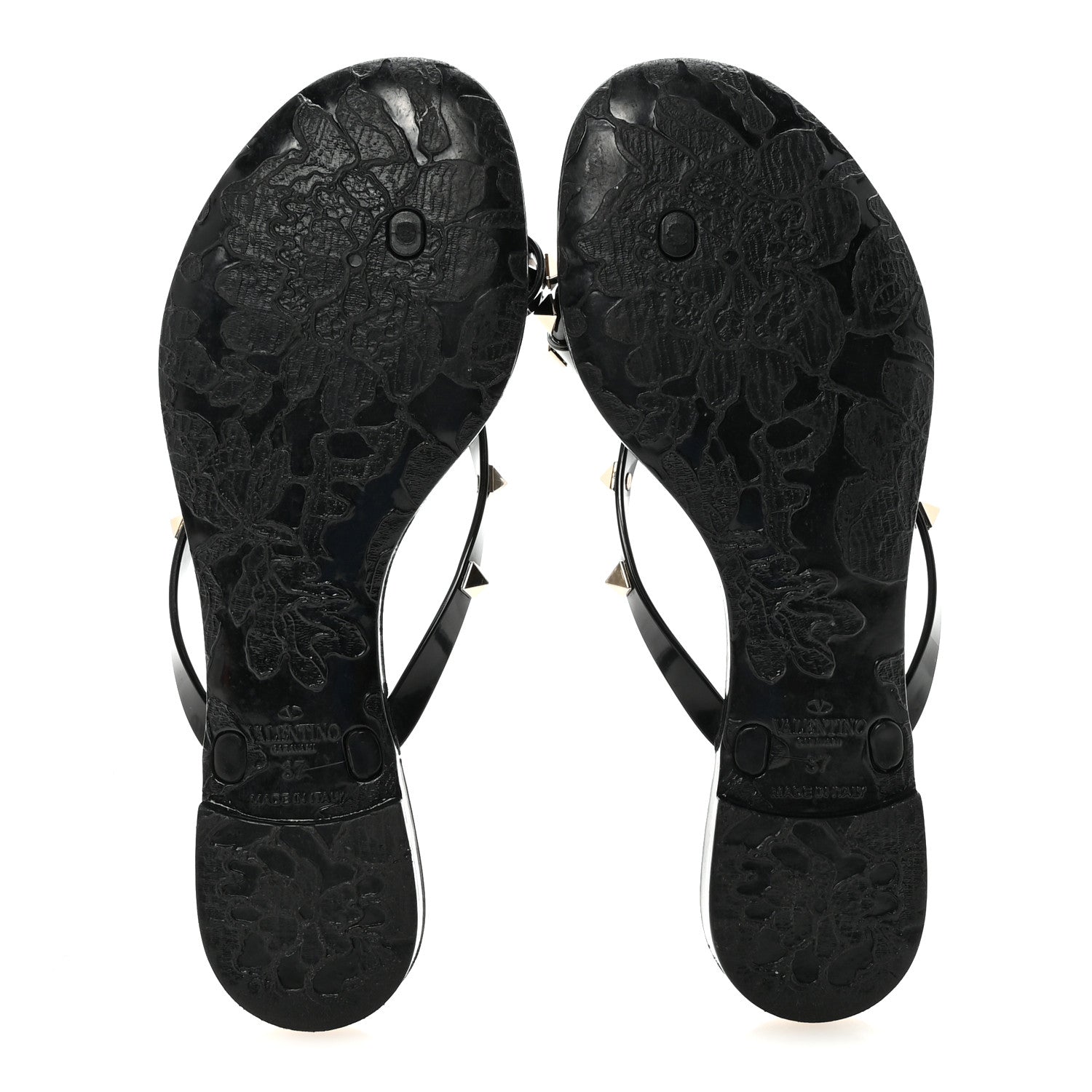Valentino Garavani PVC Jelly Rockstud Bow Thong Sandals 37 Black 6 of 8