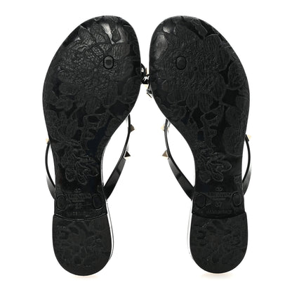 Valentino Garavani PVC Jelly Rockstud Bow Thong Sandals 37 Black 6 of 8