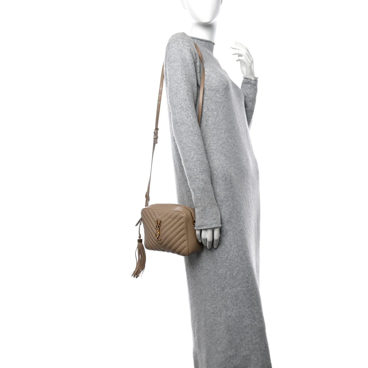 Calfskin Matelasse Monogram Lou Camera Bag Dark Latte