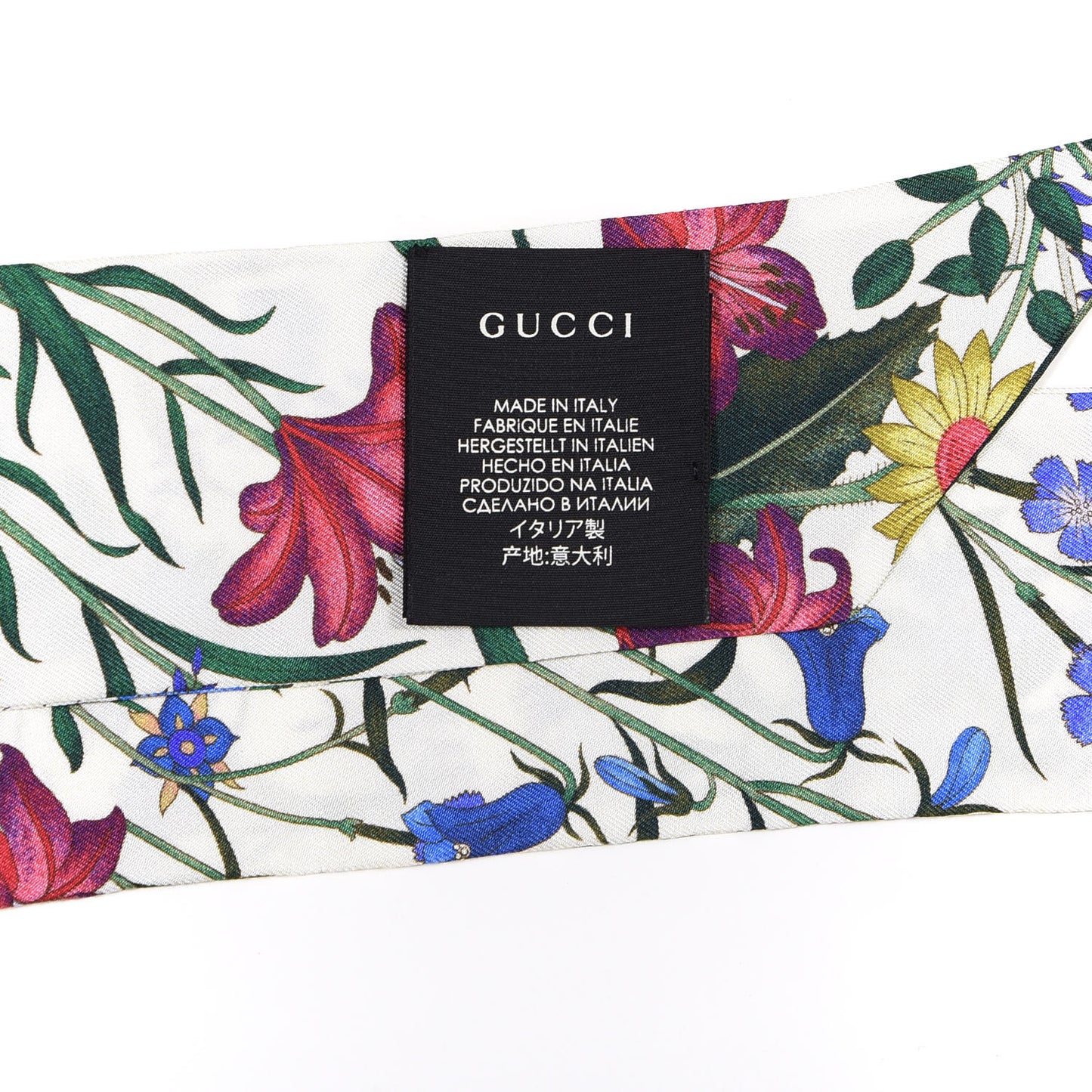 Silk Floral Neck Bow Scarf Multicolor