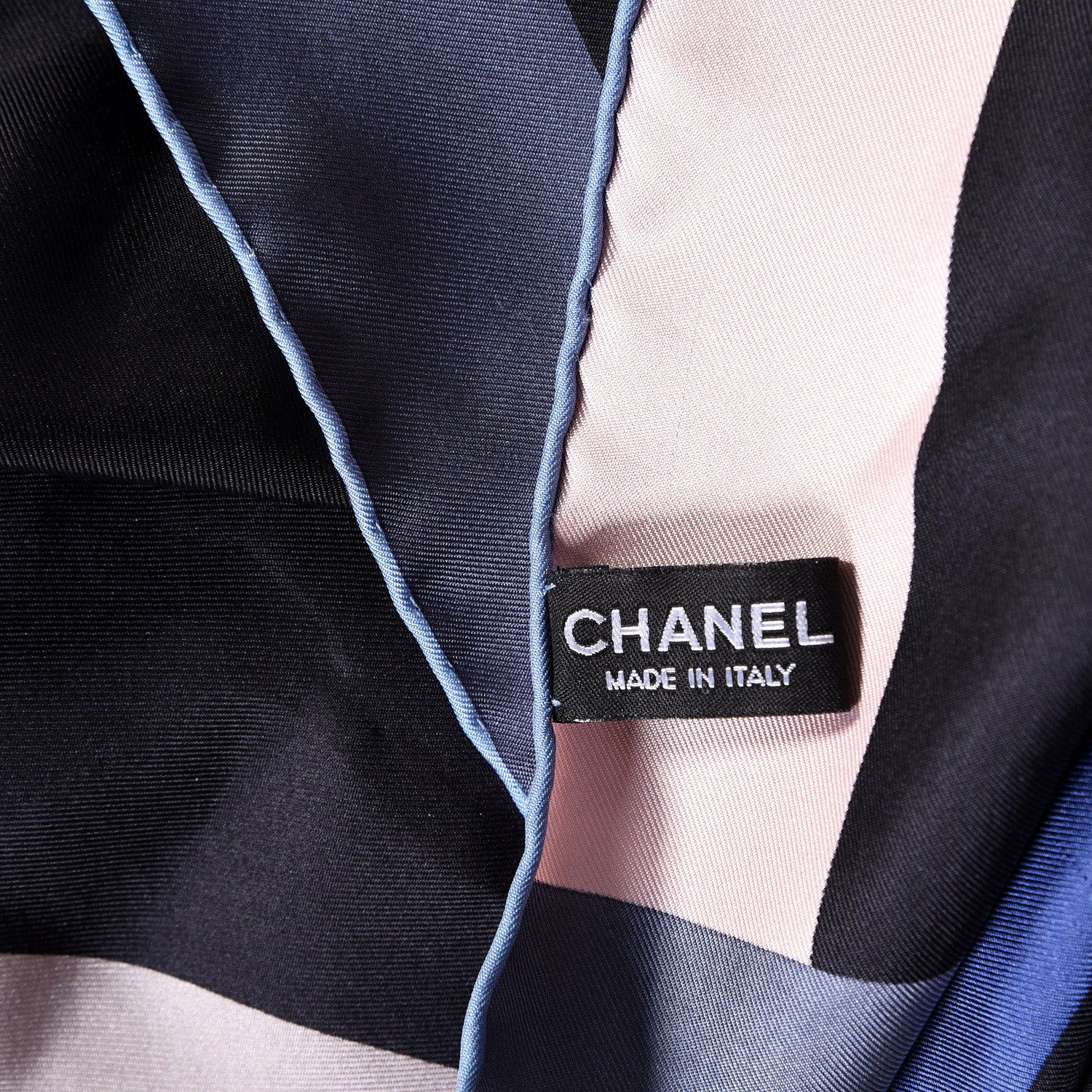 Chanel Silk Camellia CC Square Scarf Black Ivory 4 of 4