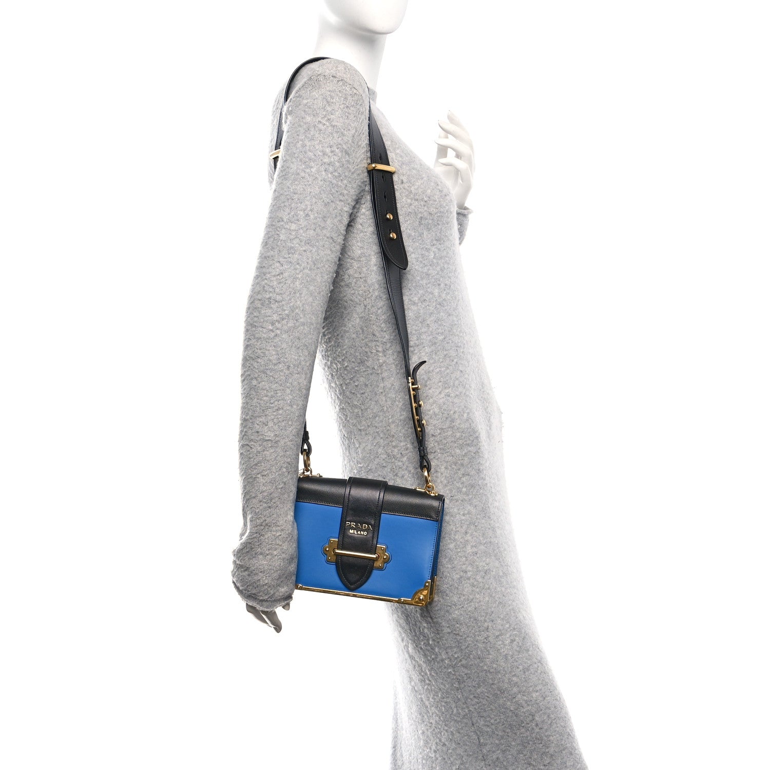 Prada City Calf Saffiano Cahier Bag Marea Black 2 of 9