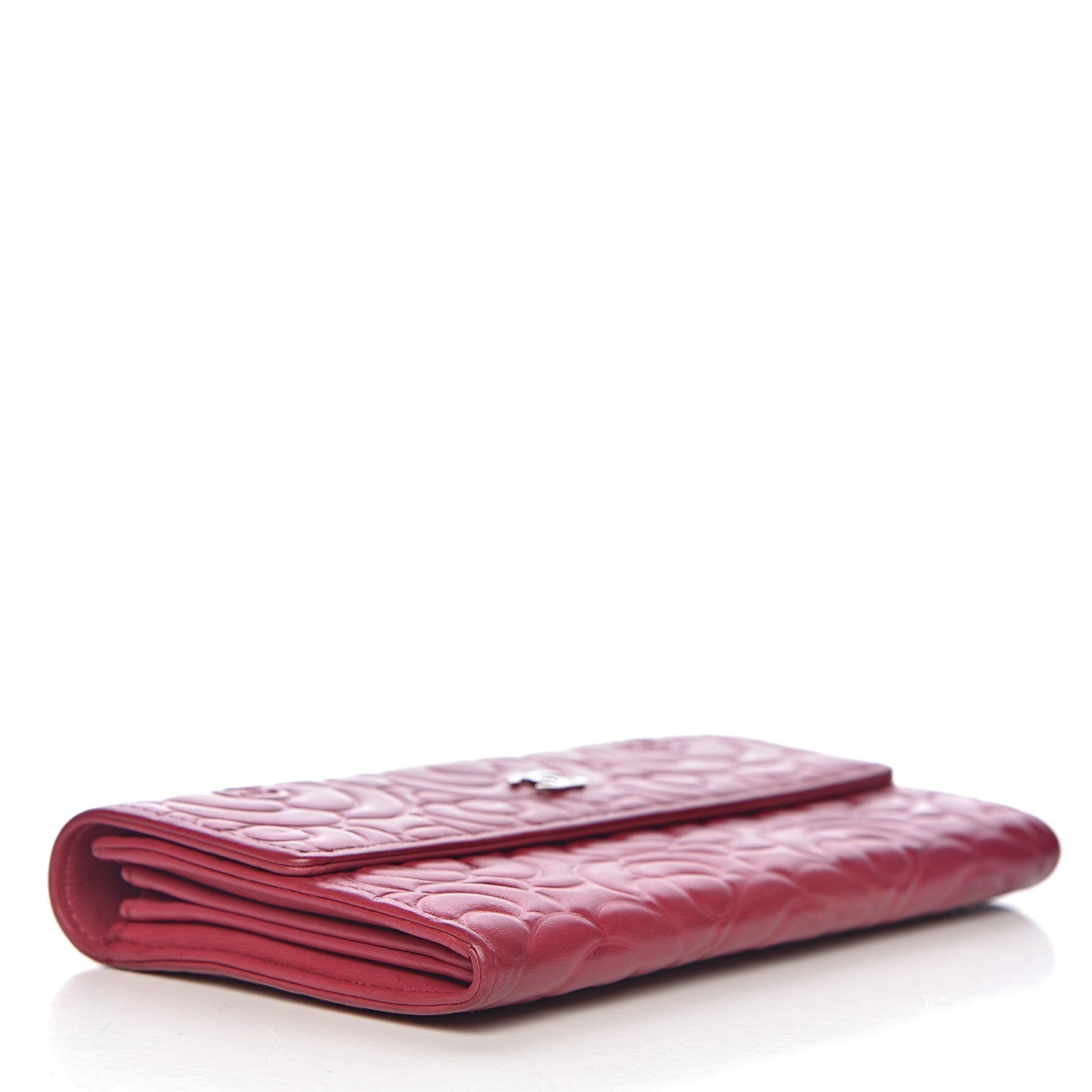 Chanel Lambskin Embossed Camellia Large Gusset Flap Wallet Pink 4 of 17