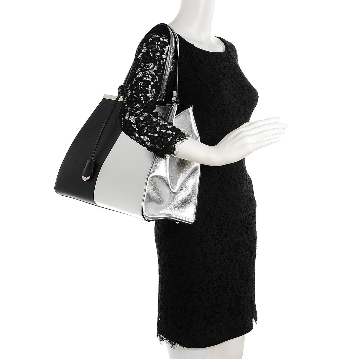 Vitello Elite Bi Color 3Jours Tote Argento Black