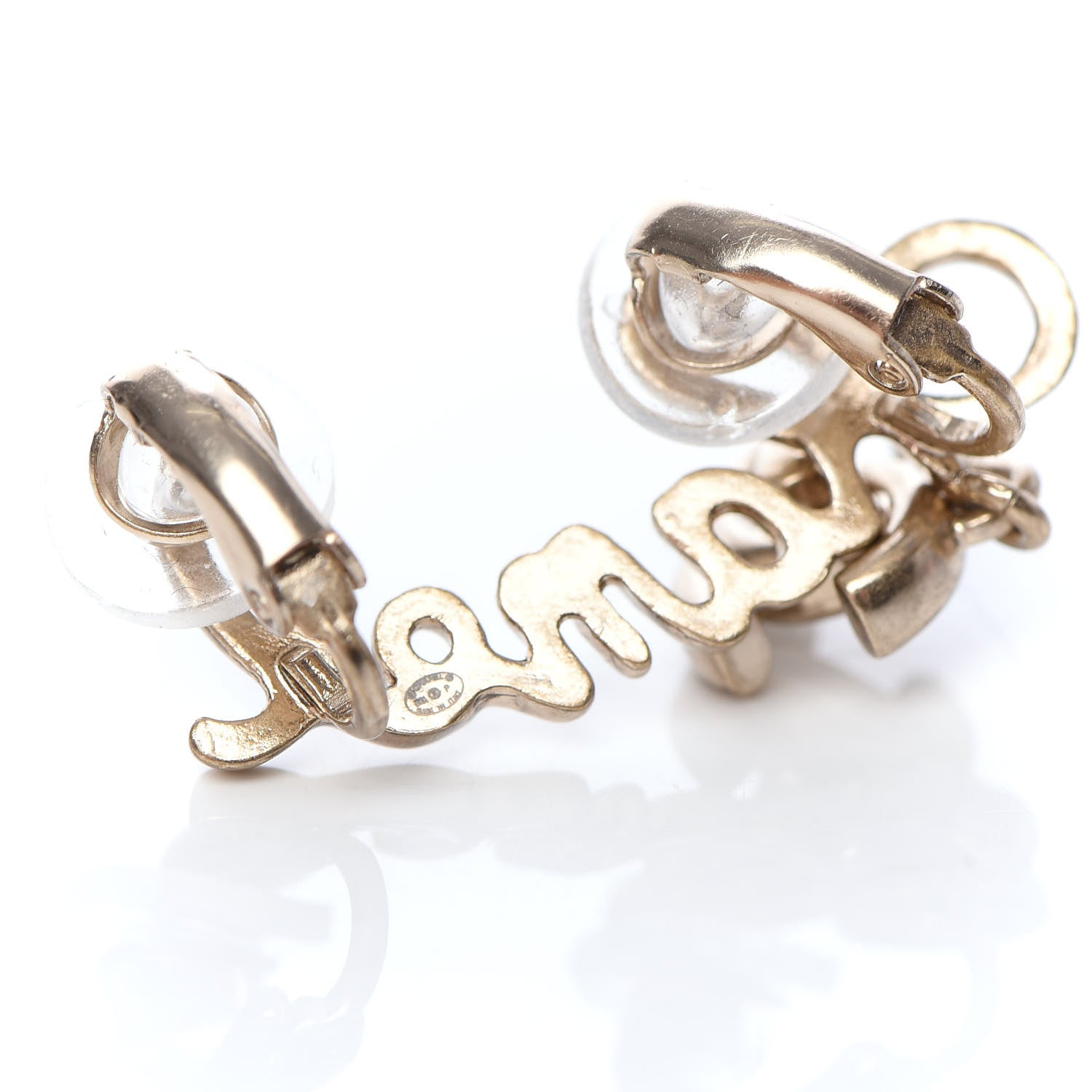 Chanel Metal CC Turnlock Climber Clip On Earrings Gold 4 of 5