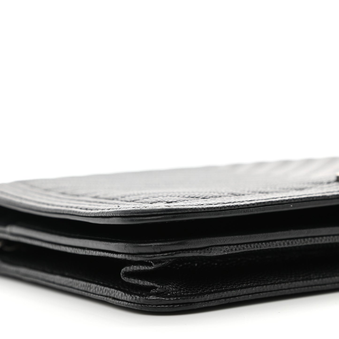 Caviar Chevron Quilted Boy Wallet On Chain WOC Black