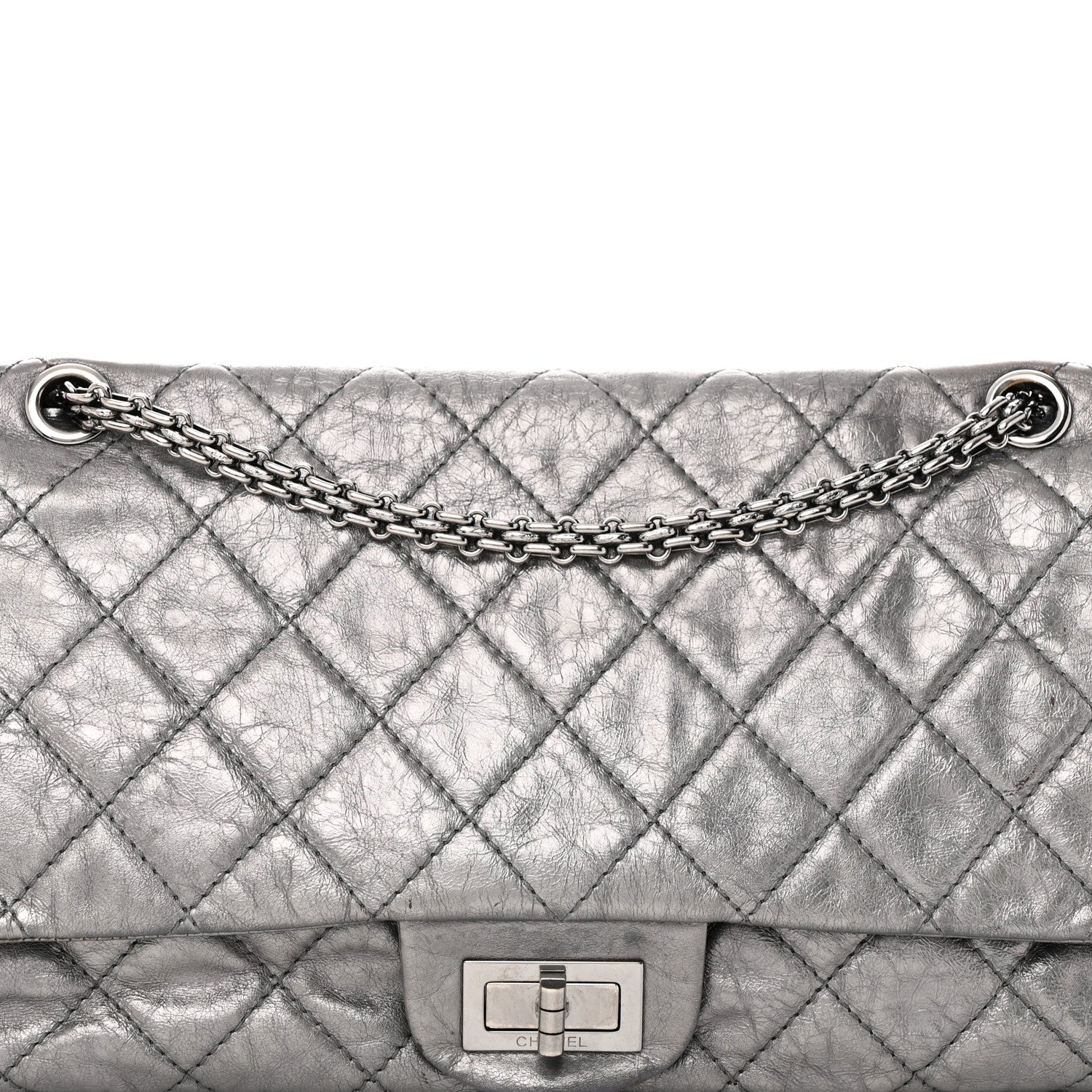 Chanel Metallic Aged Calfskin Quilted 2.55 Reissue 227 Flap Dark Silver 8 of 21