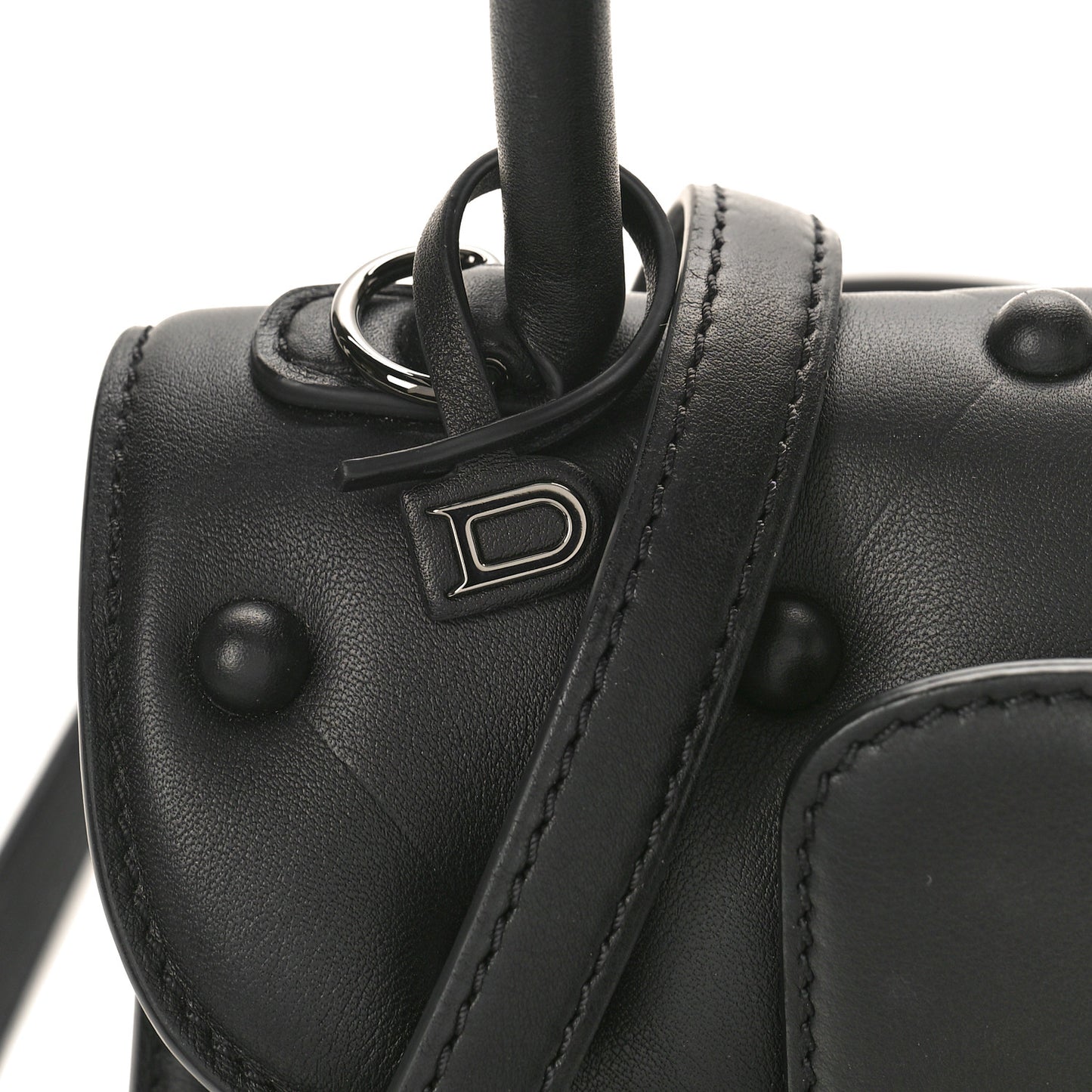 Grained Rodeo Calfskin Quilted Mini Brillant Satchel Black