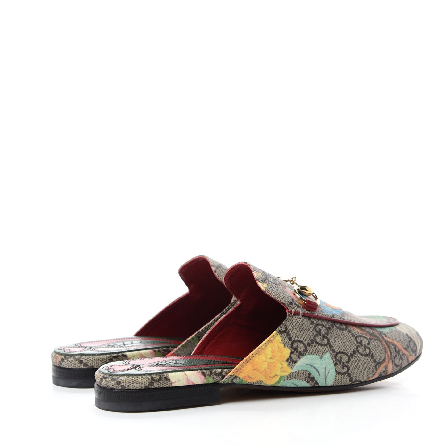 GG Supreme Monogram Tian Womens Princetown Slippers 35.5 Beige Ebony Multicolor