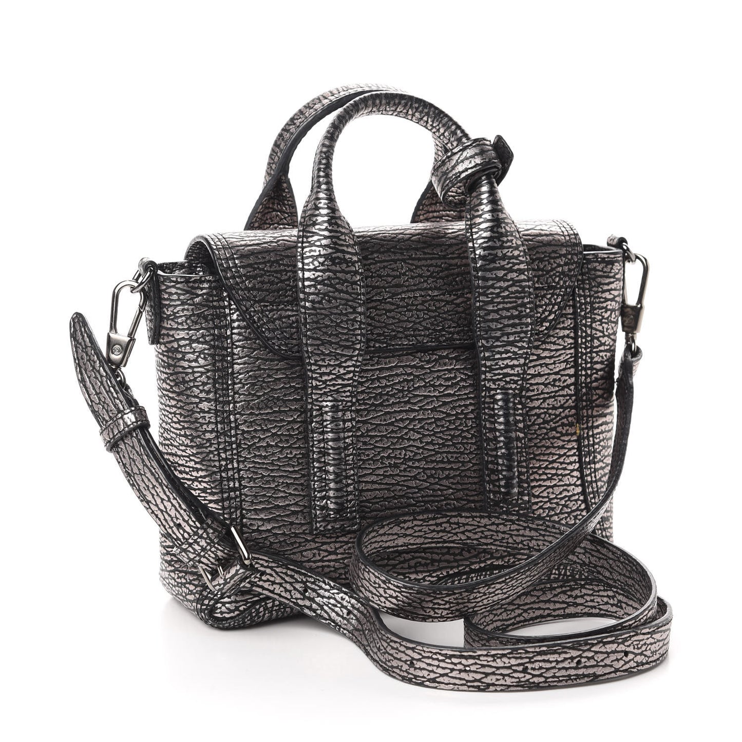 3.1 Textured Calfskin Mini Pashli Satchel Black Mauve