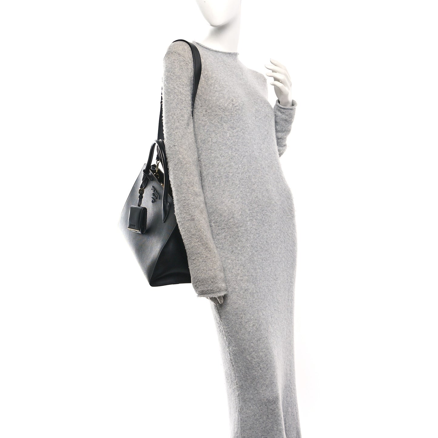 Saffiano Cuir Calfskin Medium Monochrome Top Handle Tote Black