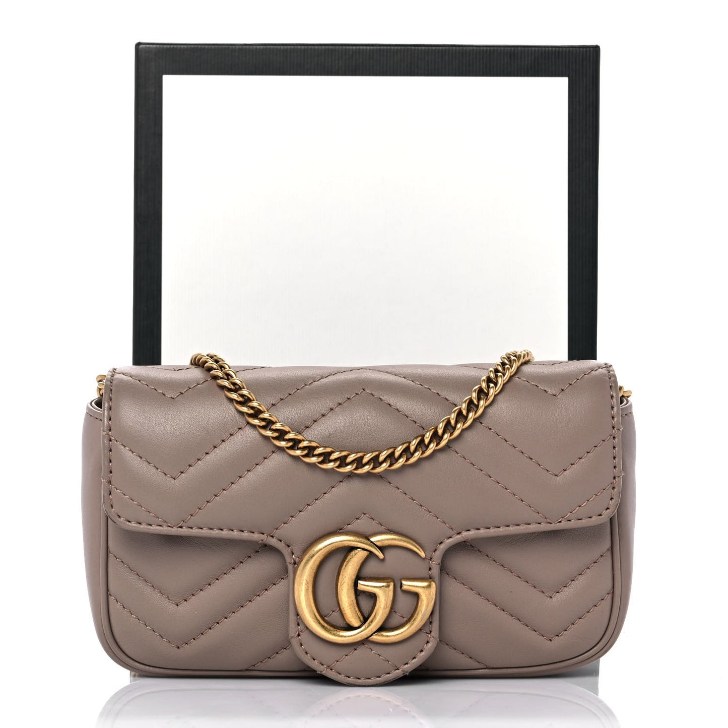 Calfskin Matelasse Super Mini GG Marmont Shoulder Bag Porcelain Rose