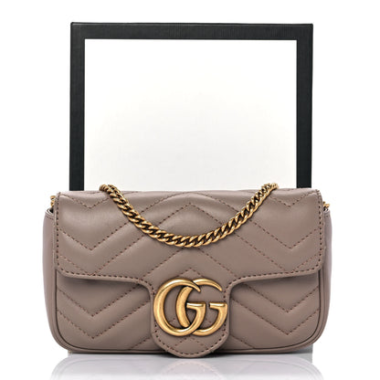 Gucci Calfskin Matelasse Super Mini GG Marmont Shoulder Bag Porcelain Rose 10 of 10