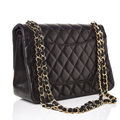 Chanel Lambskin Quilted Jumbo Double Flap Black 3 of 10
