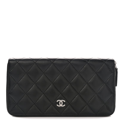Chanel Lambskin Quilted Large Gusset Zip Around Wallet Black 1 of 9