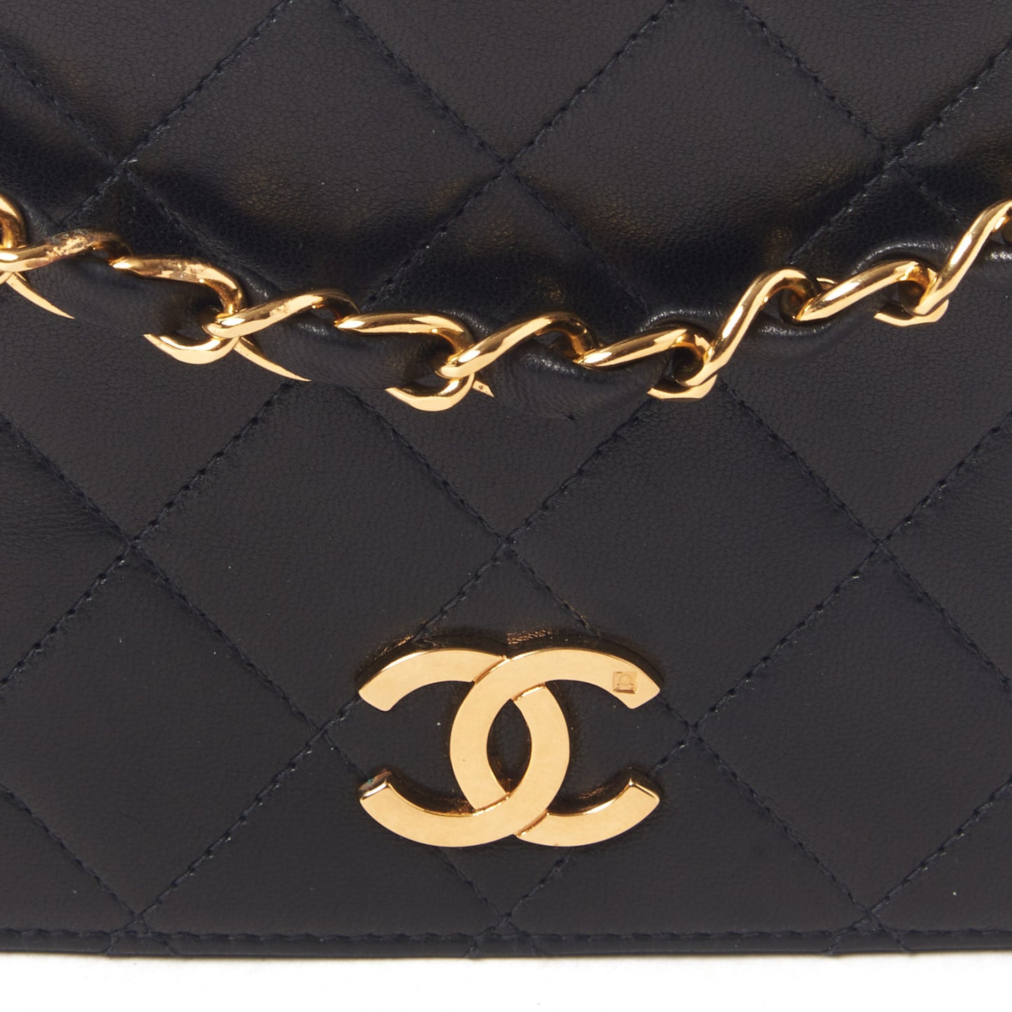 Lambskin Quilted Small Single Flap Black