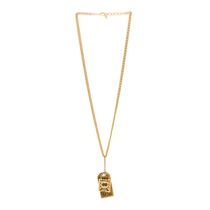 Chanel CC Padlock ID Dog Tag Charm Necklace Gold 3 of 5