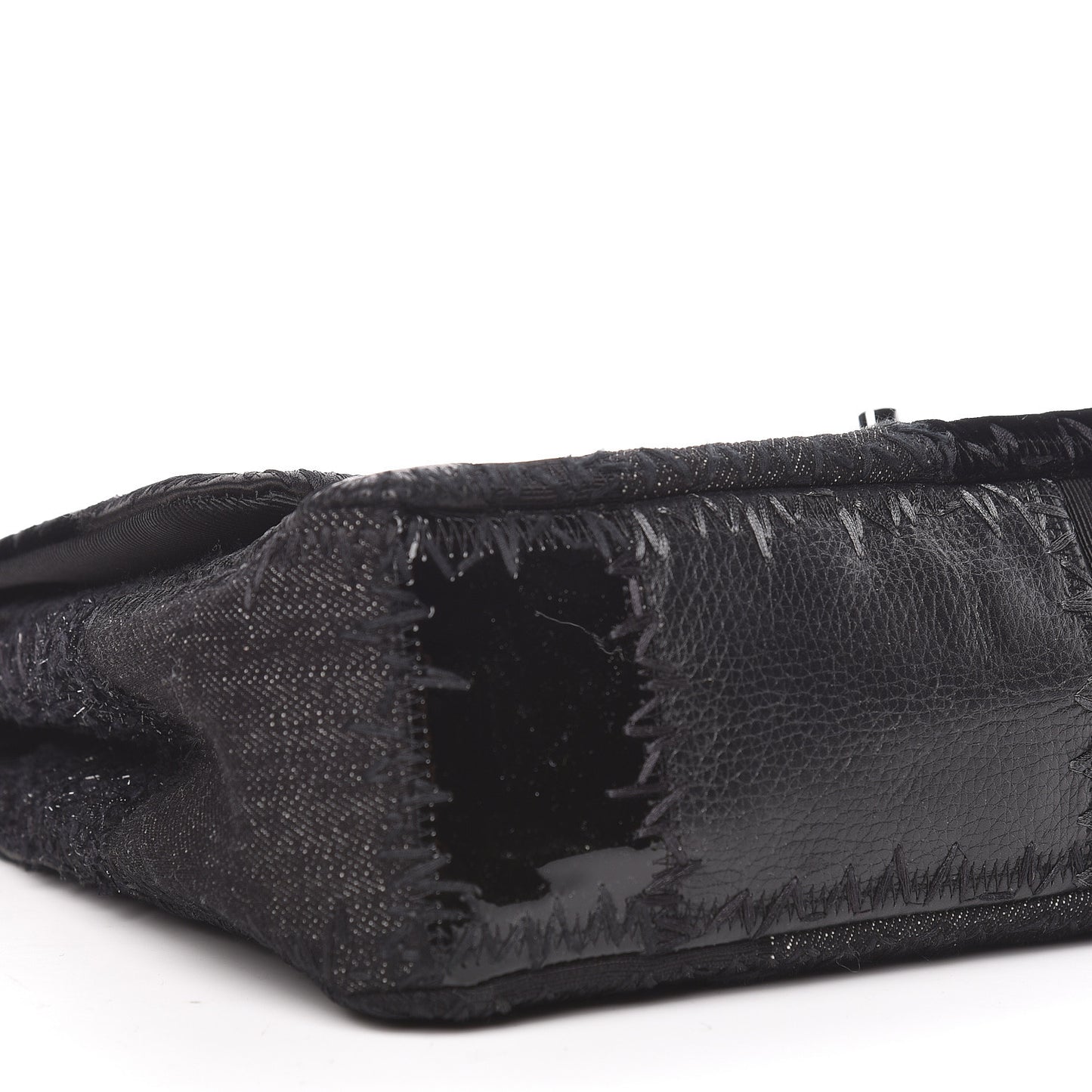 Tweed Patchwork Jumbo Single Flap Black
