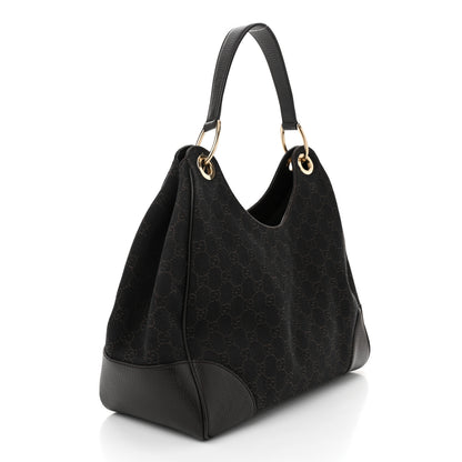 Gucci Denim Monogram Hobo Brown 3 of 10