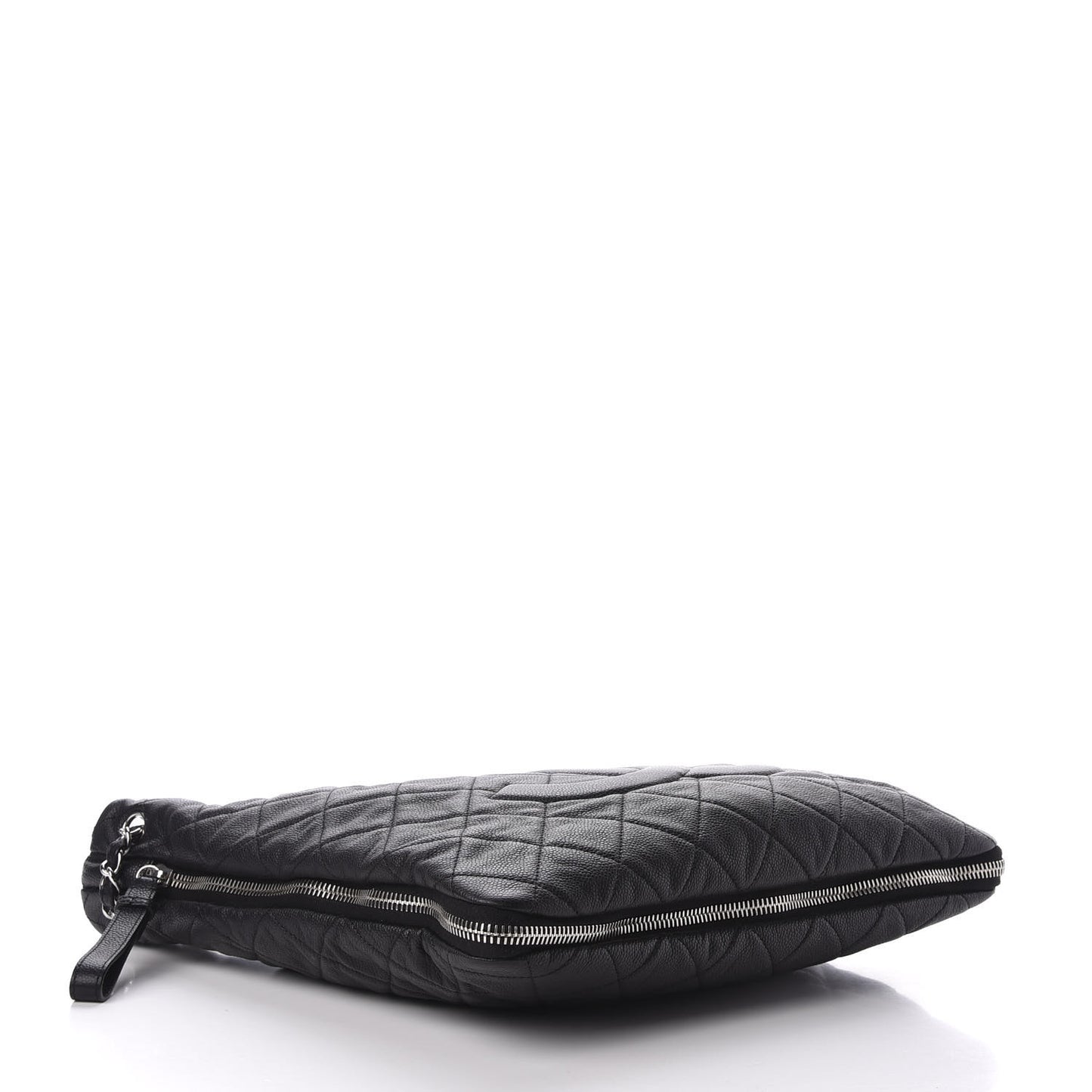 Caviar Quilted Expandable Zip Shoulder Bag Black