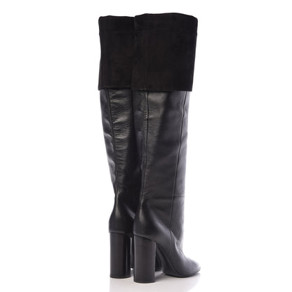 Saint Laurent Calfskin Over The Knee Boots 38 Black 4 of 8