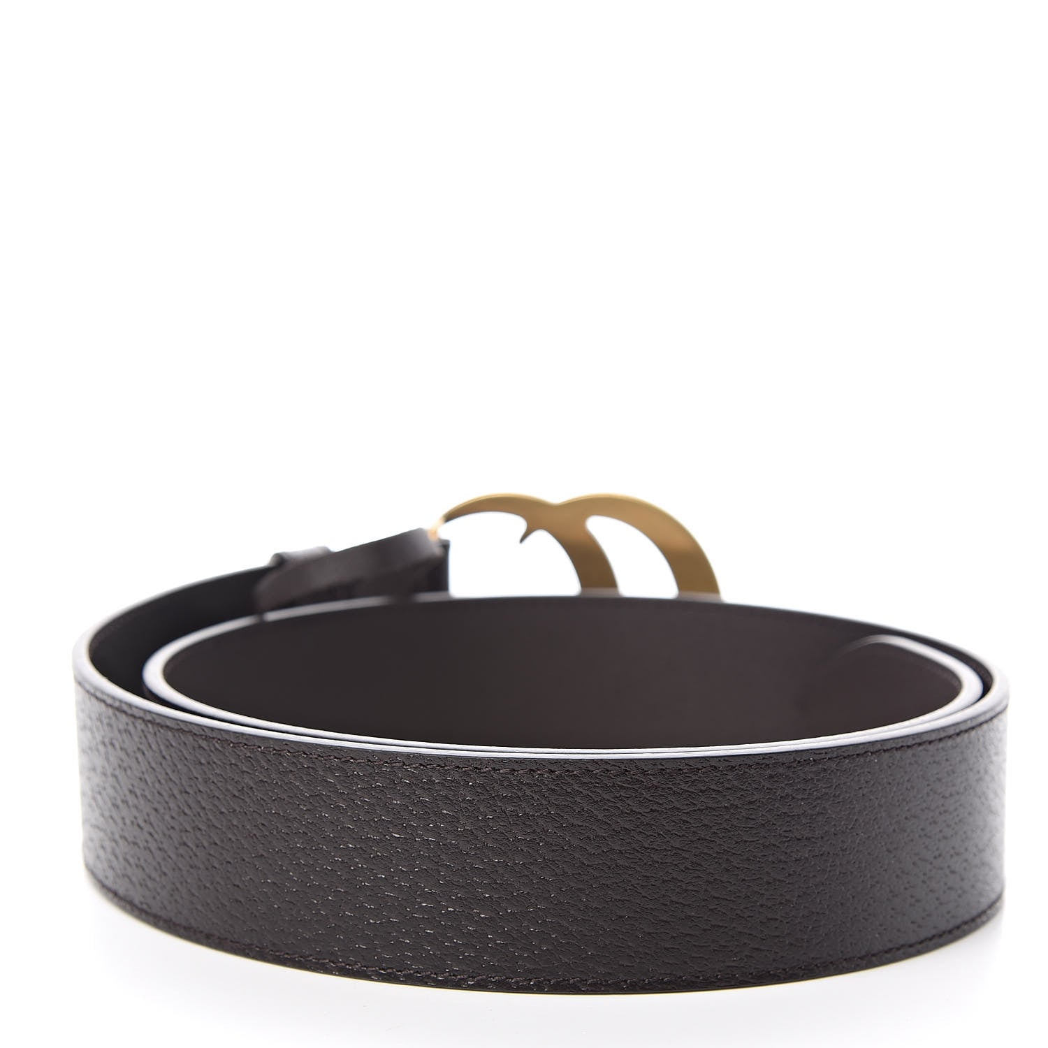 Gucci Textured Dollar Calfskin Double G 40mm Belt 85 34 Dark Cocoa 3 of 6