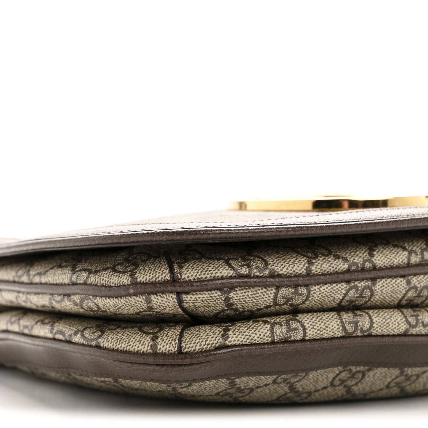 GG Supreme Monogram Textured Dollar Calfskin Web Medium Blondie Top Handle Shoulder Flap Bag Beige Ebony New Acero