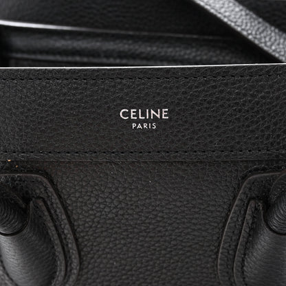 Celine Drummed Calfskin Nano Luggage Black 6 of 10
