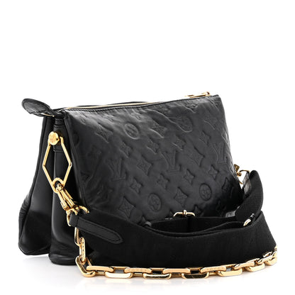 Louis Vuitton Lambskin Embossed Monogram Coussin PM Black 3 of 16