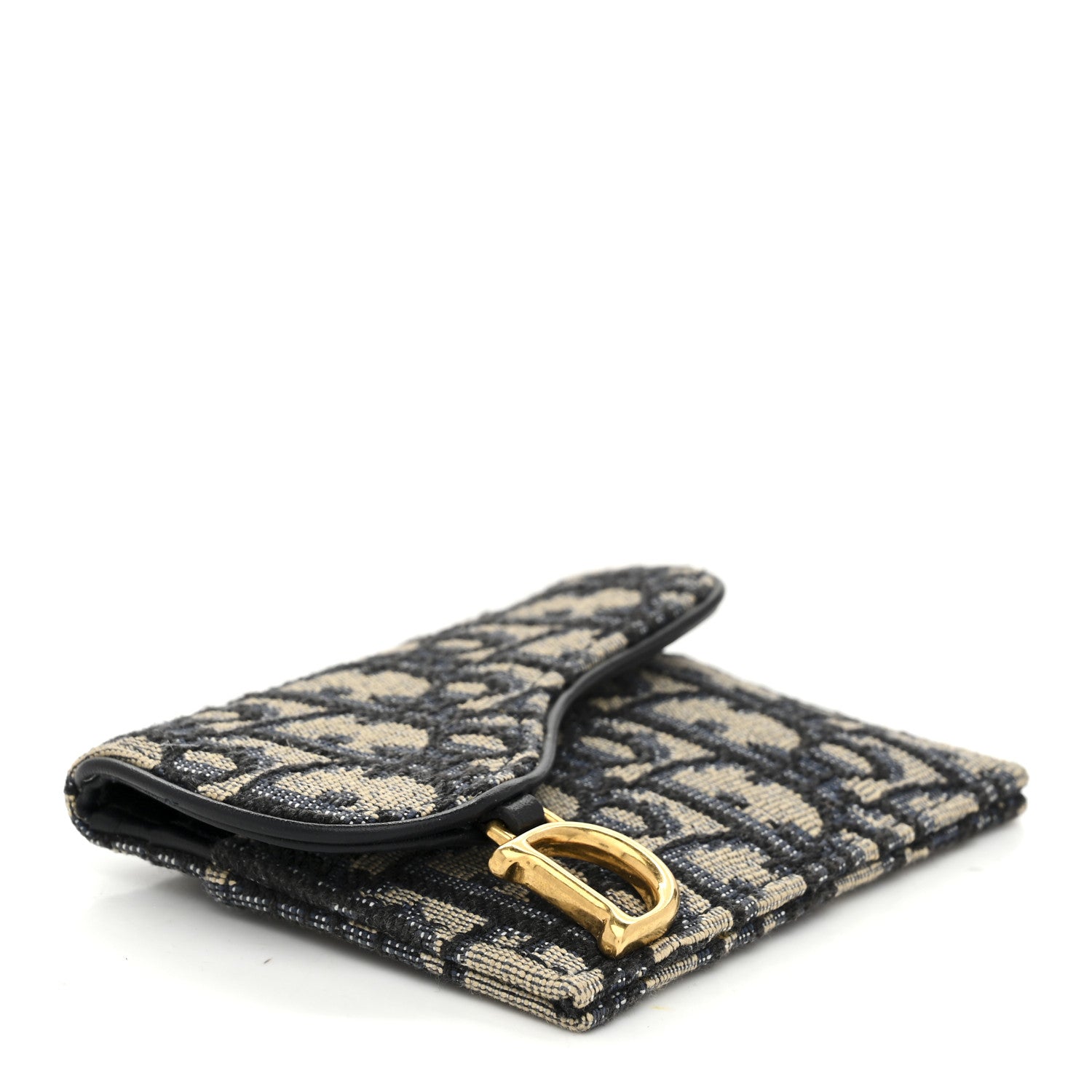 Christian Dior Oblique Saddle Card Holder Blue 4 of 9
