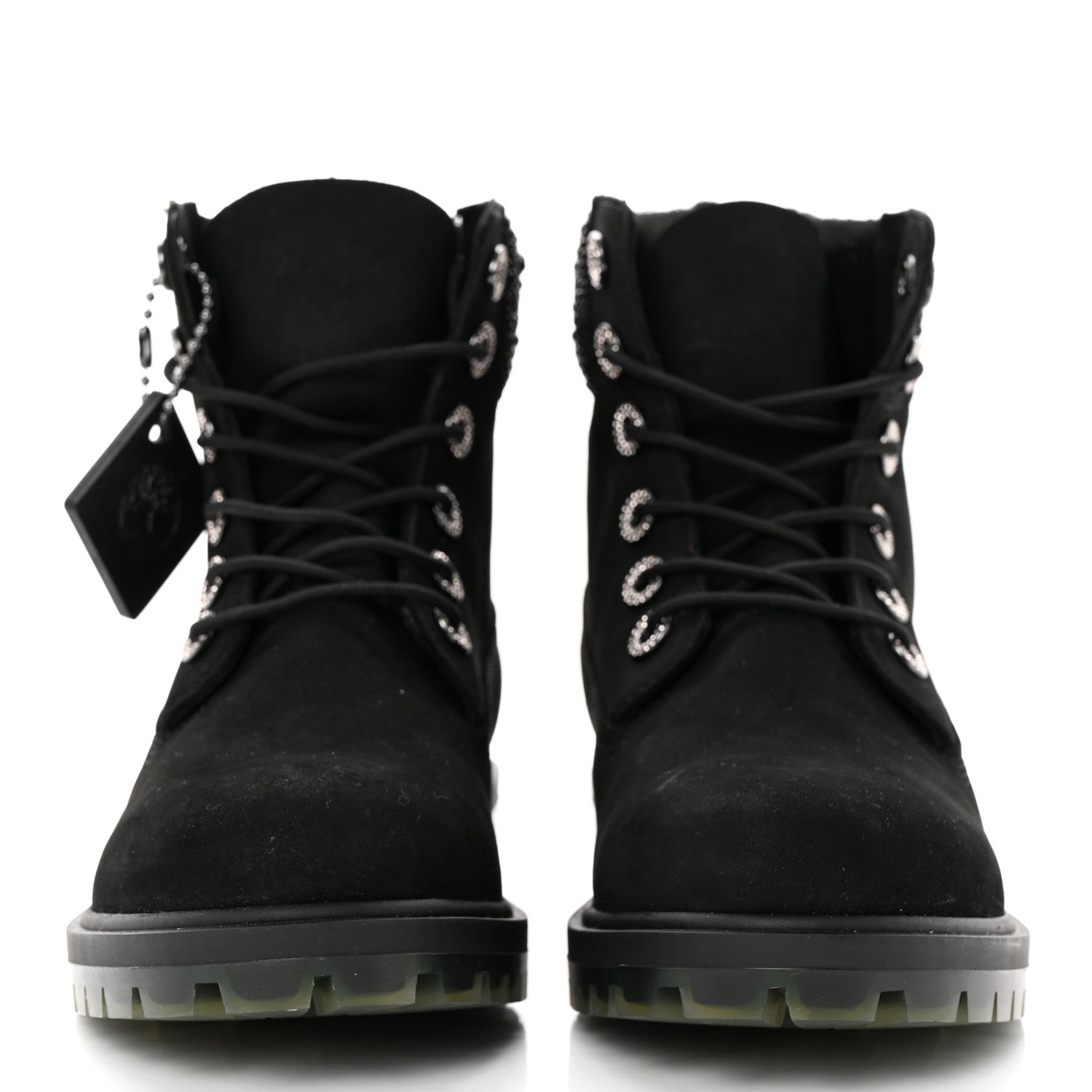 Jimmy Choo X TIMBERLAND Nubuck Swarovski Crystal Womens Ankle Boots 7 Black 2 of 11