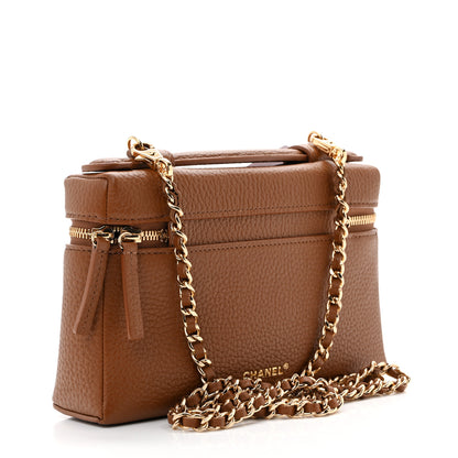 Chanel Grained Calfskin Top Handle Slim Vanity Case With Chain Camel 3 of 11