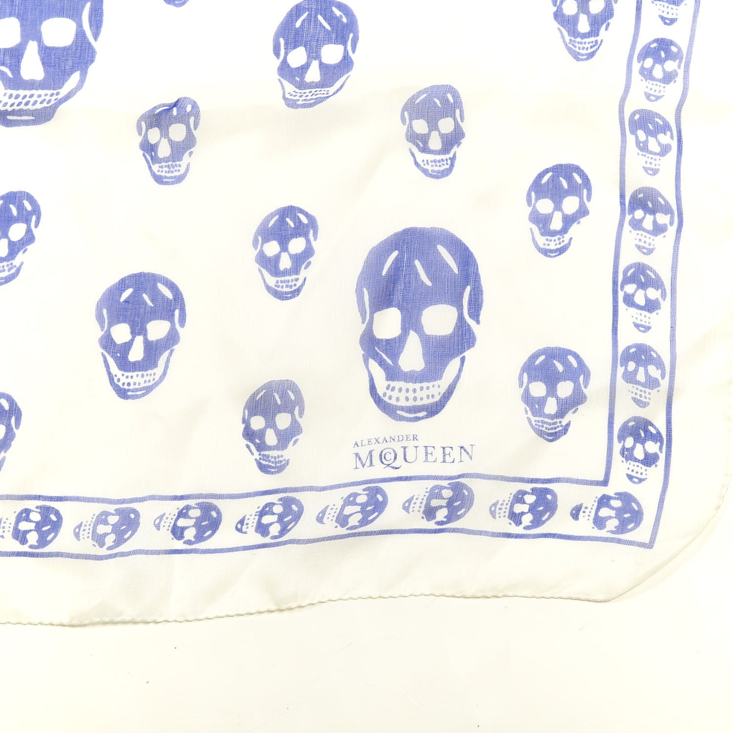 Silk Chiffon Skull Scarf Champagne Blue