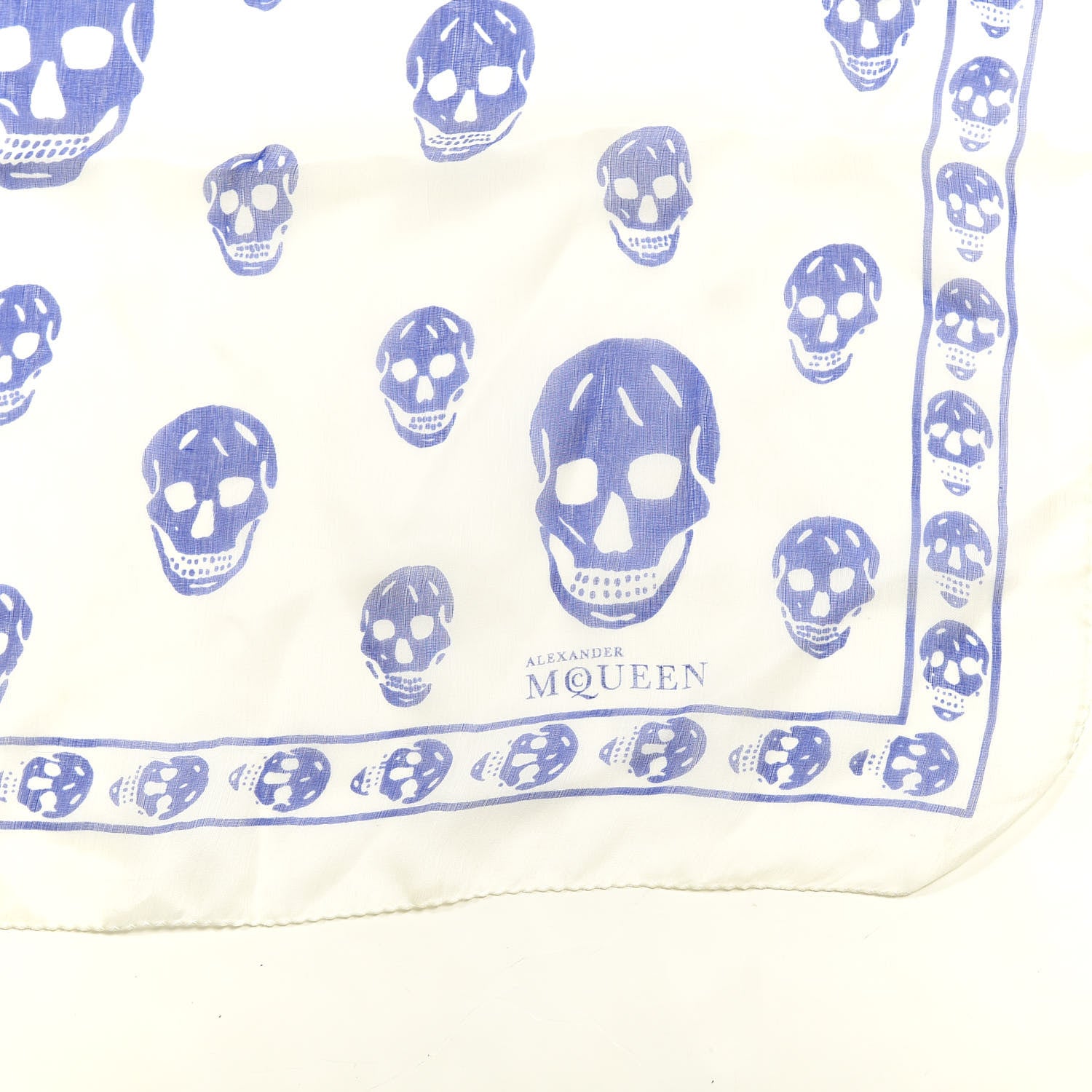 Alexander McQueen Silk Chiffon Skull Scarf Champagne Blue 2 of 3