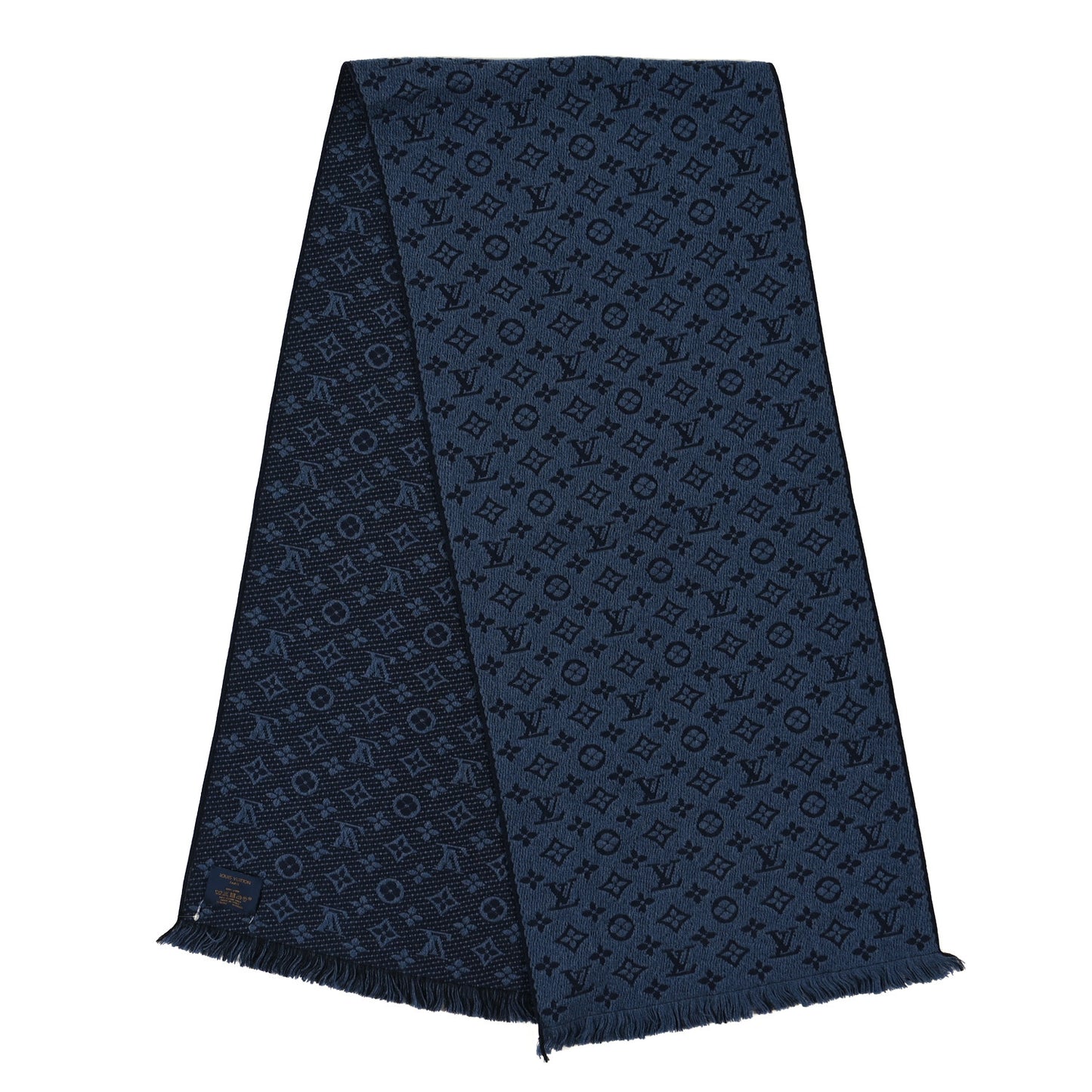 Wool Monogram Classic Scarf Navy Blue