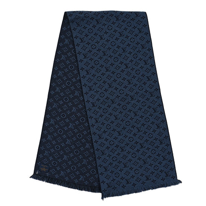 Louis Vuitton Wool Monogram Classic Scarf Navy Blue 2 of 3