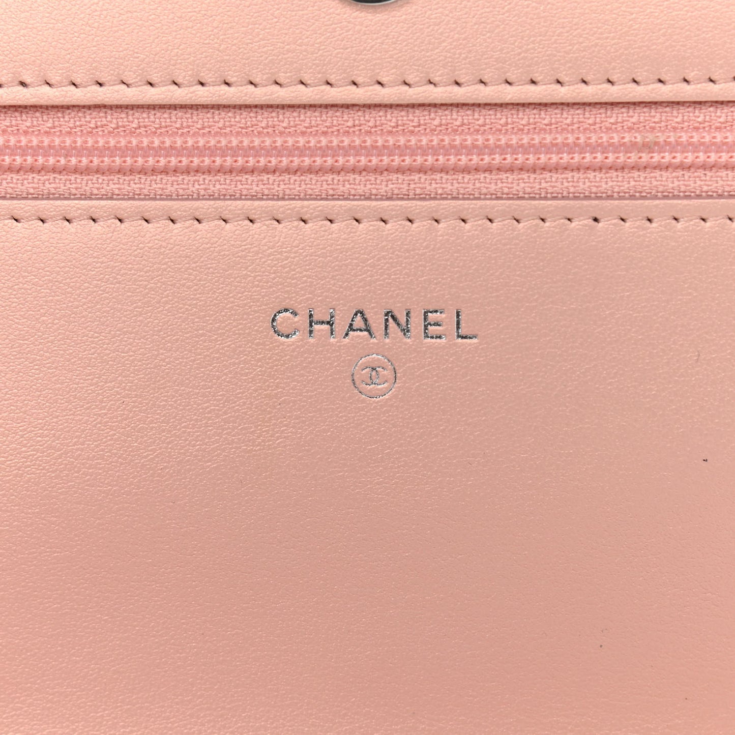 Metallic Caviar Quilted Vintage Mademoiselle Wallet On Chain WOC Light Pink