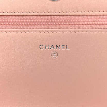 Chanel Metallic Caviar Quilted Vintage Mademoiselle Wallet On Chain WOC Light Pink 6 of 13