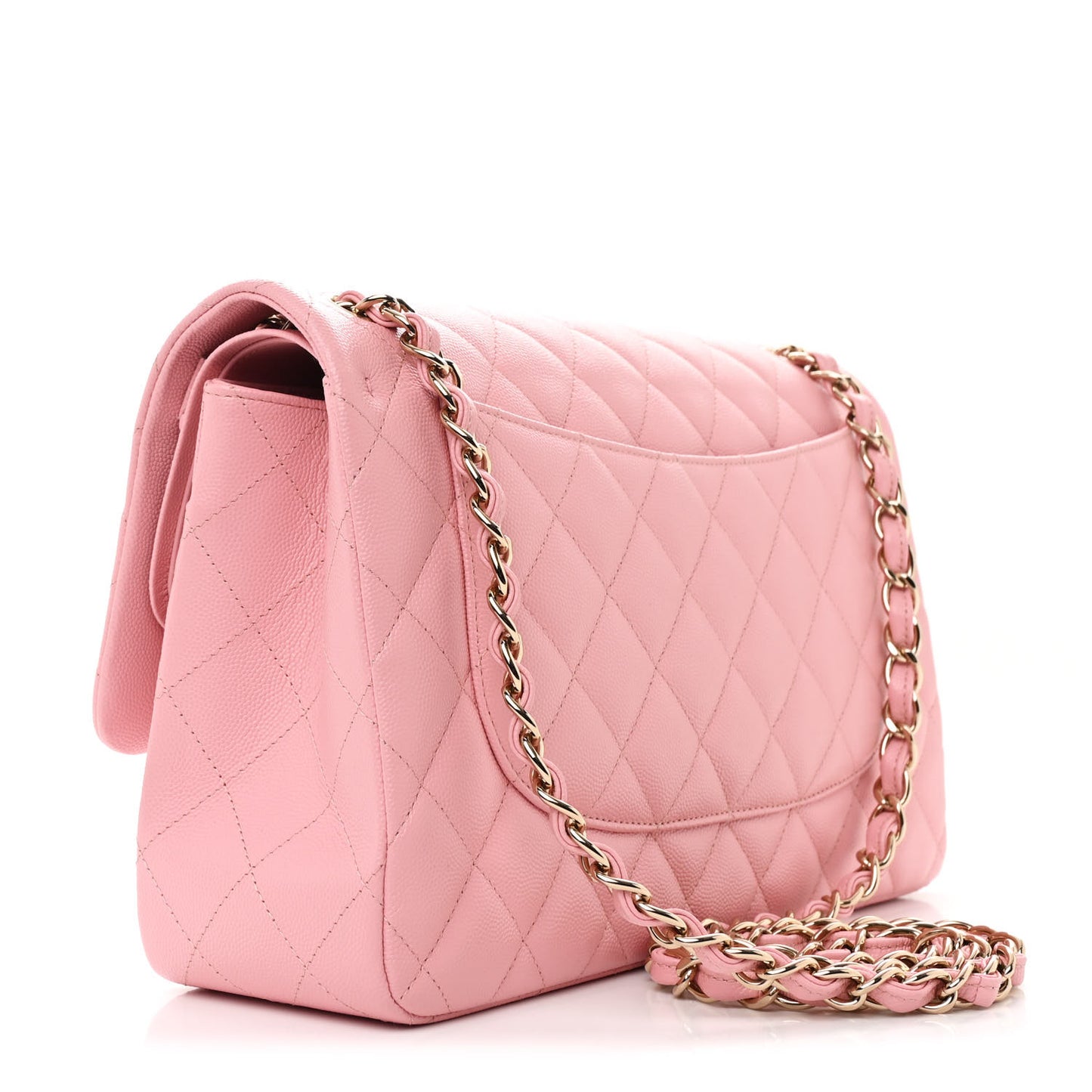 Caviar Quilted Jumbo Double Flap Pink