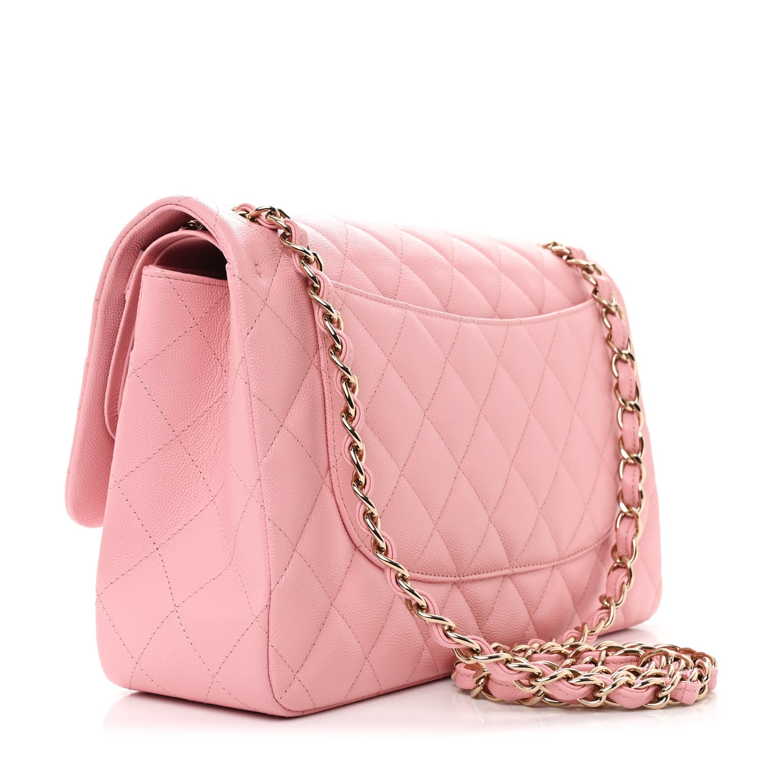Chanel Caviar Quilted Jumbo Double Flap Pink 3 of 10