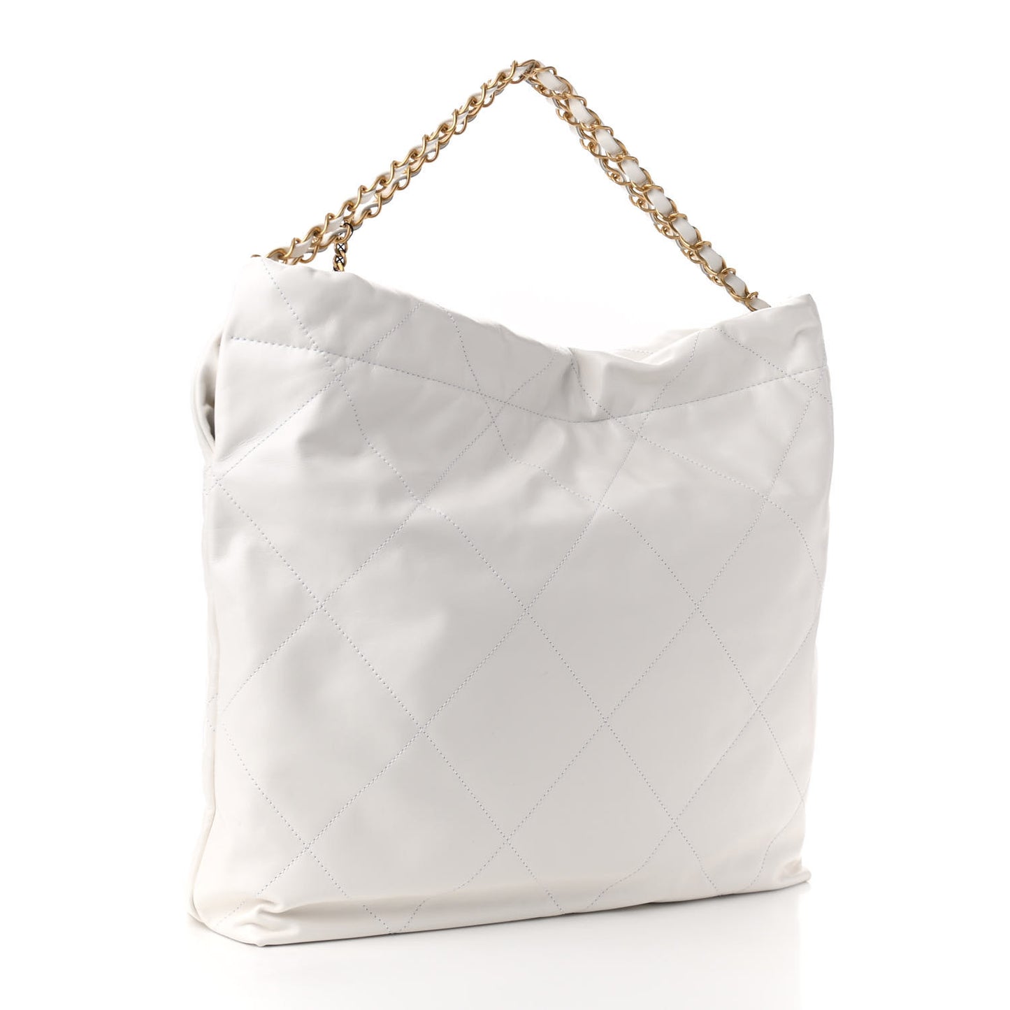 Shiny Calfskin Quilted Chanel 22 White