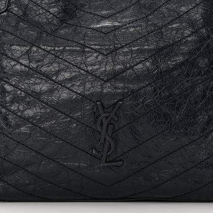 Saint Laurent Crinkled Calfskin Matelasse Monogram Medium Niki Shopper Tote Deep Marine 8 of 11